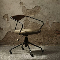 Chaise d'ordinateur de style industriel avec dossier en fer antique, chaise pivotante réglable en hauteur de style rétro pour usage domestique
