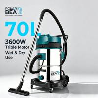 PB 3600W Aspirateur professionnel électrique pour detailing automobile, en acier inoxydable, 70L, aspirateur humide et sec industriel, triple moteur, 5+ buses, certifié CE