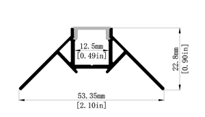Profilé en aluminium <span class=keywords><strong>LED</strong></span> LS-129 12cm Bandes d'éclairage de barre de plafond Série 6000 Profilé linéaire encastré <span class=keywords><strong>Alu</strong></span> Channel Décorations Coupe - Product Image 3