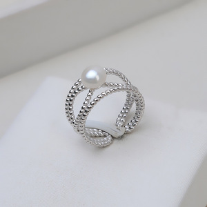 Anillo Ajustable de Plata S925 para Mujer, Estilo Coreano, con 6-8 Perlas Huecas, Accesorios para DIY, Anillos de Moda - Product Image 4