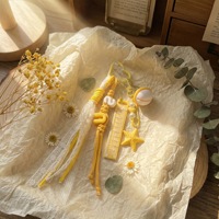 Breloque de sac cœur jaune, porte-clés étoile de mer en dentelle et ruban, pendentif de sac à dos esthétique Coquette Y2K, accessoire Balletcore, cadeau pour elle
