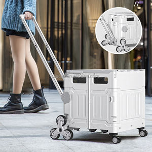 थोक नए आगमन पीपी + लोहे पोर्टेबल प्लास्टिक बहु-रंग खरीदारी कार्ट्स फोल्डेबल सुपरमार्केट ट्रॉली कार्ट - Product Image 4