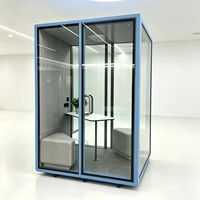 Cabine téléphonique insonorisée mobile moderne en aluminium et verre, pod de réunion de bureau, cabine vocale, salle de diffusion en direct, bureau à domicile intérieur