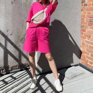 棉女装休闲服，夏季女装运动服2件套自行车短裤/ - Product Image 6