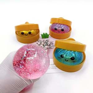 Cute Glitter Dumpling Buns Squishy Stress Ball Colorful Promotional Toy Smile Face Steamed Bun <b>Fidget</b> Toy with Steamer for Gifts - Product Image 2