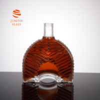 Bouteille en verre creuse multi-facettes semi-circulaire de 700 ml pour brandy et whisky, logo personnalisable