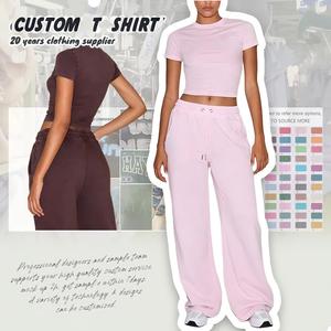 T-shirt in cotone personalizzata taglie forti con stampa alfabetica, manica raglan, modello baby tee, crop top da donna - Direttamente dal produttore di <span class=keywords><strong>abbigliamento</strong></span> - Product Image 1