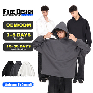 Sweat-shirt à capuche ample coupe carrée 420G avec cordon de serrage réglable à l'ourlet, style streetwear décontracté pour homme - Product Image 1