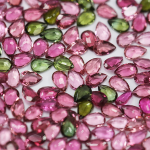 Turmalina Rosa Natural y Turmalina Verde en Forma de Pera de 3x2mm, Piedras Sueltas para Joyería con Tratamiento Térmico - Product Image 1