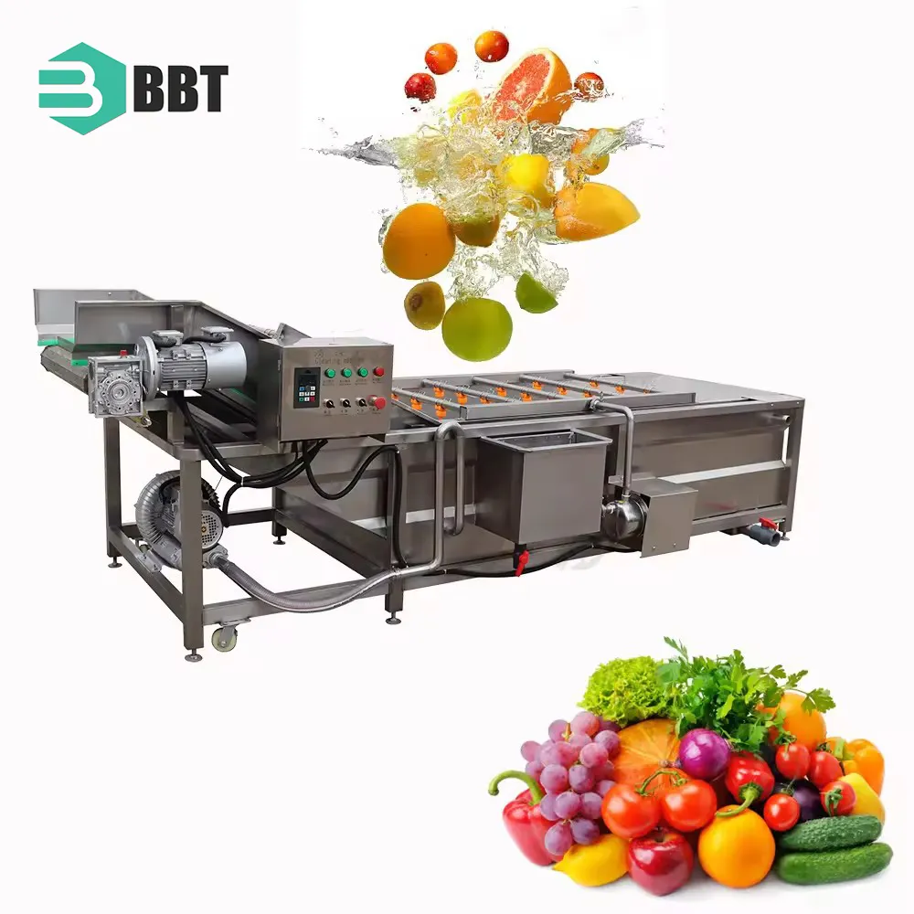 Equipo de lavado de frutas Lavadora de frutas y verduras Máquina de limpieza de manzanas naranjas Máquina de limpieza de burbujas