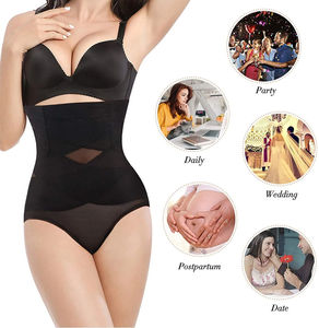 Culotte gainante taille haute pour femme, effet ventre plat, rehausseur de fesses, compression abdominale, avec empiècements en maille croisée en X - Product Image 6
