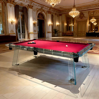 Table de billard contemporaine en verre trempé de luxe, design élégant, ardoise premium, transparente, 8ft, 9ft, personnalisable, pour jeu de 8 boules