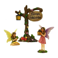 Ensemble de 4 pièces de fées miniatures de jardin en résine Mini figurine adorable Kit d'accessoires féeriques personnalisés pour la décoration extérieure de la cour