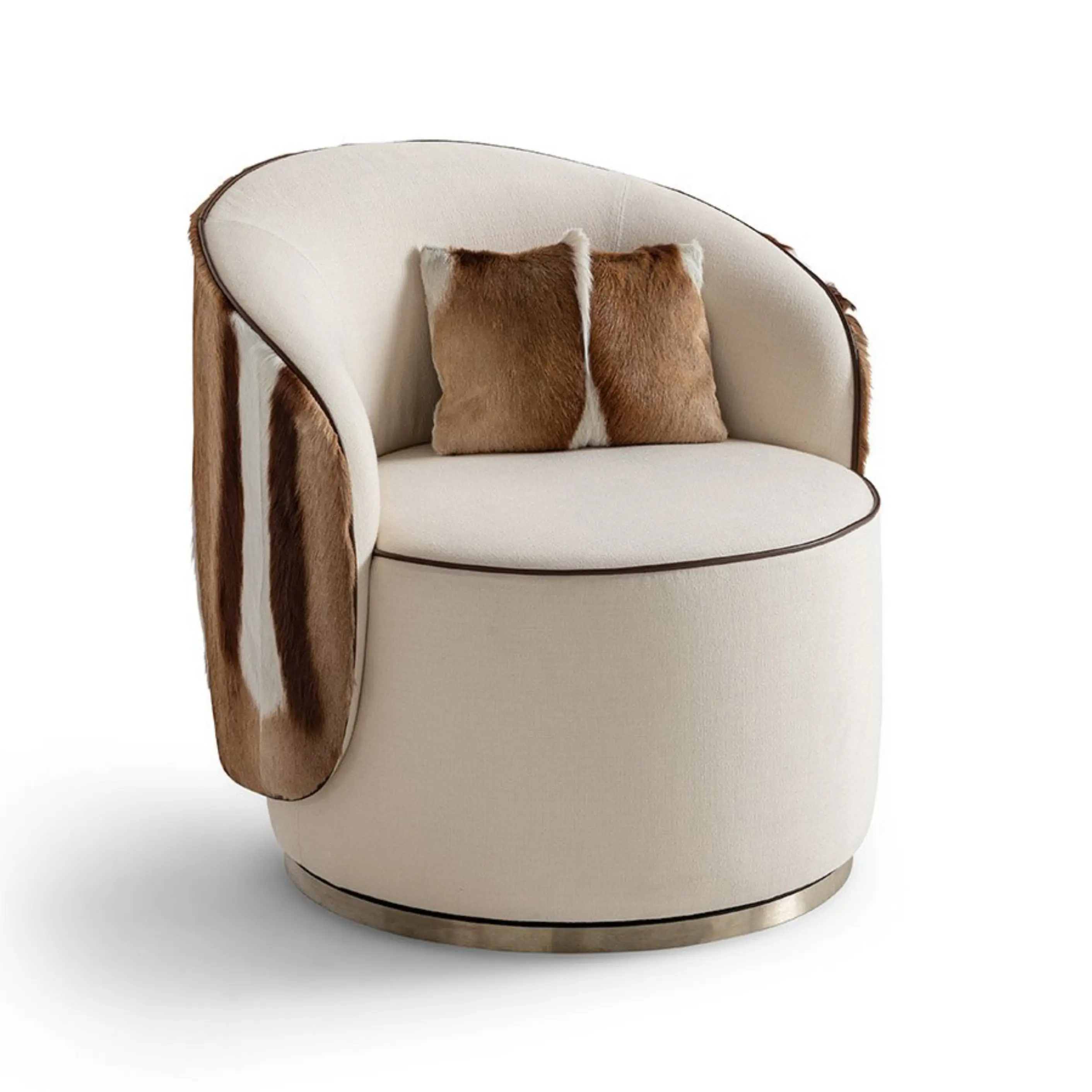Sedie girevoli da soggiorno dal design moderno mobili da salone in italia sedie da divano girevoli con accento in pelle villa di fascia alta di lusso
