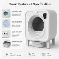 Bac à litière intelligent pour chat avec caméra HD, surveillance par application, reconnaissance multi-chats et élimination des odeurs pour la vente en gros