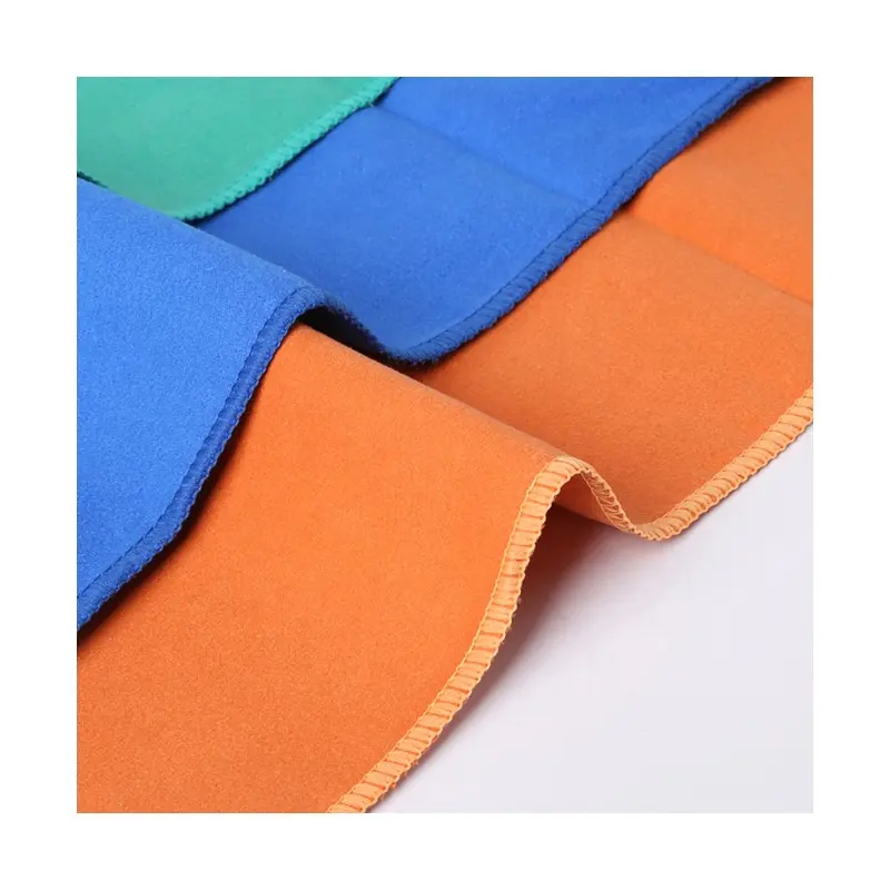 80 polyester 20 polyamide double face brossé séchage rapide microfibre tissé sport serviette de plage tissu pour peignoir serviette tissu