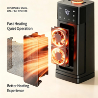 Calentador de Espacio PTC de 2000W con Humidificador, Calentador con Ventilador y Control Remoto, Calentamiento Rápido, Calentador Vertical Tipo Torre para Dormitorio y Sala de Estar