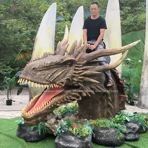 수제 Zigong 맞춤형 Animatronic 드래곤 헤드 탈 수있는 스프레이 연기 효과 현실적인 드래곤