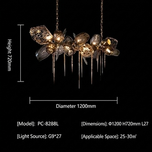 Luminaire suspendu créatif post-moderne, style nordique de luxe, verre, salon, restaurant, lustre, lampe suspendue en métal - Product Image 3