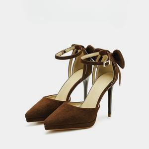 Новинка; Высококачественные модные атласные туфли на высоком каблуке с острым носком и бантом; Пикантные туфли-лодочки на шпильке с жемчугом; Свадебные туфли для невесты - Product Image 2