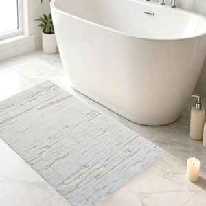Ferante Recycled Cotton Yarn Dyed Jacquard <b>Bath</b> & Shower Rug <b>Mats</b> Custom Production Made in Turkey 60x100cm Made In Turkey - Product Image 1