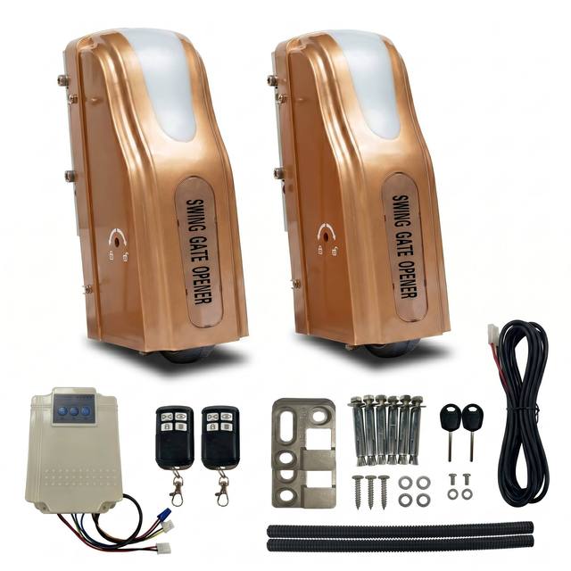 600N DC24V Swing Gate Opener Solar Compatible Electric Gate Motor Kit with Remote Control for Villa Driveway Gates