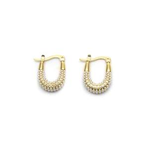 Pendientes de Perlas de Acero Inoxidable 316L con Baño de Oro PVD, Resistentes y Sostenibles, Tipo Aro y Broche, Joyería para Mujer - Product Image 1