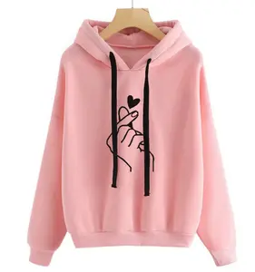 Lady Women Pink Black Pullover Hoodie Womens Cheap Hooded Sweatshirts Wholesale Pullover Hoodie