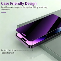 Lot de 2 films de protection d'écran anti-espion, anti-lumière bleue, en céramique souple, violet, compatible iPhone 18