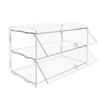 Vitrina Acrílica Transparente de Múltiples Niveles para Alimentos, con Puerta Corredera a Prueba de Polvo, Exhibidor de Pasteles y Repostería para Panadería, Cafetería, Centro Comercial