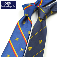 Corbatas de Poliéster para Hombre, Corbata Personalizada Azul Marino, Corbata con Logotipos Bordados en Dorado, Corbatas de Uniforme con Rayas, Cravate, Corbatas para Hombre