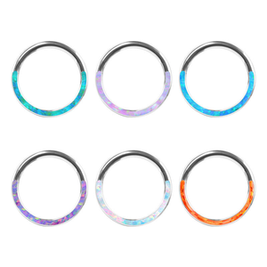 Anneau de nez, boucle d'oreille et anneau de cartilage d'oreille en titane F136, <span class=keywords><strong>opale</strong></span> plate, sans soudure, bijoux de piercing à <span class=keywords><strong>fermeture</strong></span> - Product Image 1