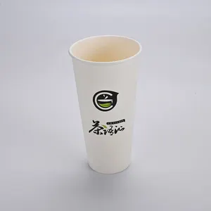 Custom Logo Food Grade Recyclebare Wegwerp Kraft Bekers 6Oz/8Oz/12Oz/16Oz/20Oz Warm Café Koffie Papier Beker Met Deksel