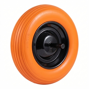 Roue de brouette anti-crevaison PU1405 3.50-8, pneu en mousse PU de 14 pouces, jante en acier, roulement à billes pour chariot de jardin, chariot à main, anti-crevaison - Product Image 2