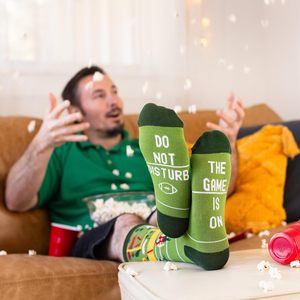 Chaussettes en coton à imprimé football « Ne pas déranger », chaussettes de sport amusantes et respirantes pour le jour du match et les cadeaux - Product Image 2