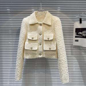 批发2026秋季新款时尚优雅花呢口袋短外套+直筒裤女套装 - Product Image 4