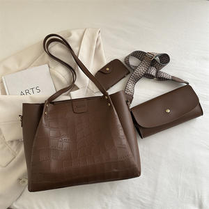 2025 Новая мягкая сумка из искусственной кожи в стиле ретро с узором из крокодиловой кожи большой емкости набор из 3 предметов Сумка для женщин Сумочка с кошельком - Product Image 6
