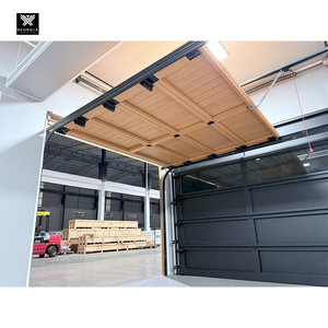 <span class=keywords><strong>Porte</strong></span> de <span class=keywords><strong>garage</strong></span> sectionnelle en aluminium intégrée au mur, moderne, à grain de bois clair, à rainures verticales, sans joint - Product Image 5