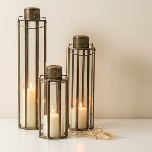 Manufacturers Trending Antique Style <b>Thin</b> Glass Panels Metal Candle Holder Lanterns in Different Sizes - Product Image 1