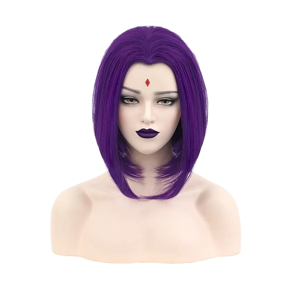 Ainizi violet bob partie centrale Raven perruque cosplay de New Teen Titans pour Halloween