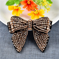Approvisionnement direct d'usine 3D Double perles de riz patchs de cristal bricolage brodé arc coiffure vêtements chapeau accessoires en gros