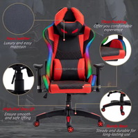 Chaise de bureau gaming ergonomique en mesh noir et jaune avec LED pour gamer et télétravail