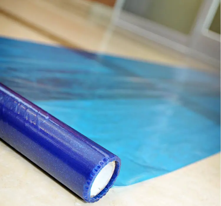 Chinese factory clear blue plastic transparent pe protective film roll for floor marble stone