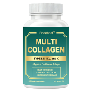 Cápsulas de Colágeno Hidrolisado Vegano Orgânico Rosebest, Mistura de Peptídeos de Peixe e Porco, Suplementos que Apoiam a Pele e os Cabelos - Product Image 1