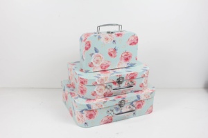 Ensemble <span class=keywords><strong>de</strong></span> 3 boîtes à fleurs en carton avec poignée, vente en gros, boîte cadeau en carton avec fleurs imprimées - Product Image 2