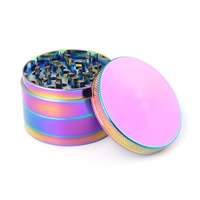 40mm 50mm 56mm 63mm Métal Zinc Broyeur d'herbes Couleur arc-en-ciel Broyeur d'herbes tabac Moulin coloré 4 pièces Accessoires pour fumeurs