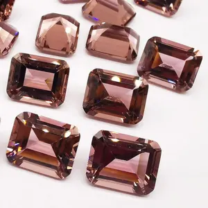 Baifu gems synthetic 10*8mm emerald cut nano dark morganite #182 gemstone for wax setting