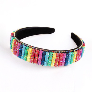 Hua Liyu Rainbow Rhinestone Headband Wide Brim Women's Fashion Headdress European Style Hair Accessory - Product Image 3