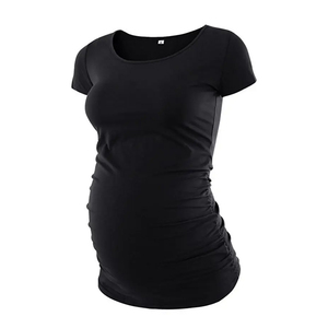 Hauts de <span class=keywords><strong>grossesse</strong></span> et de maternité personnalisés Emotion Moms en Spandex/Modal écologiques à manches courtes pour femmes enceintes – <span class=keywords><strong>T</strong></span>-shirts d'é<span class=keywords><strong>t</strong></span>é grandes tailles - Product Image 2