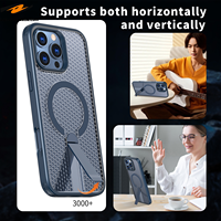 Étui de protection antichoc de luxe en PC+TPU respirant avec support magnétique en métal pour iPhone 18 17 16 15 14 13 Pro Max Plus